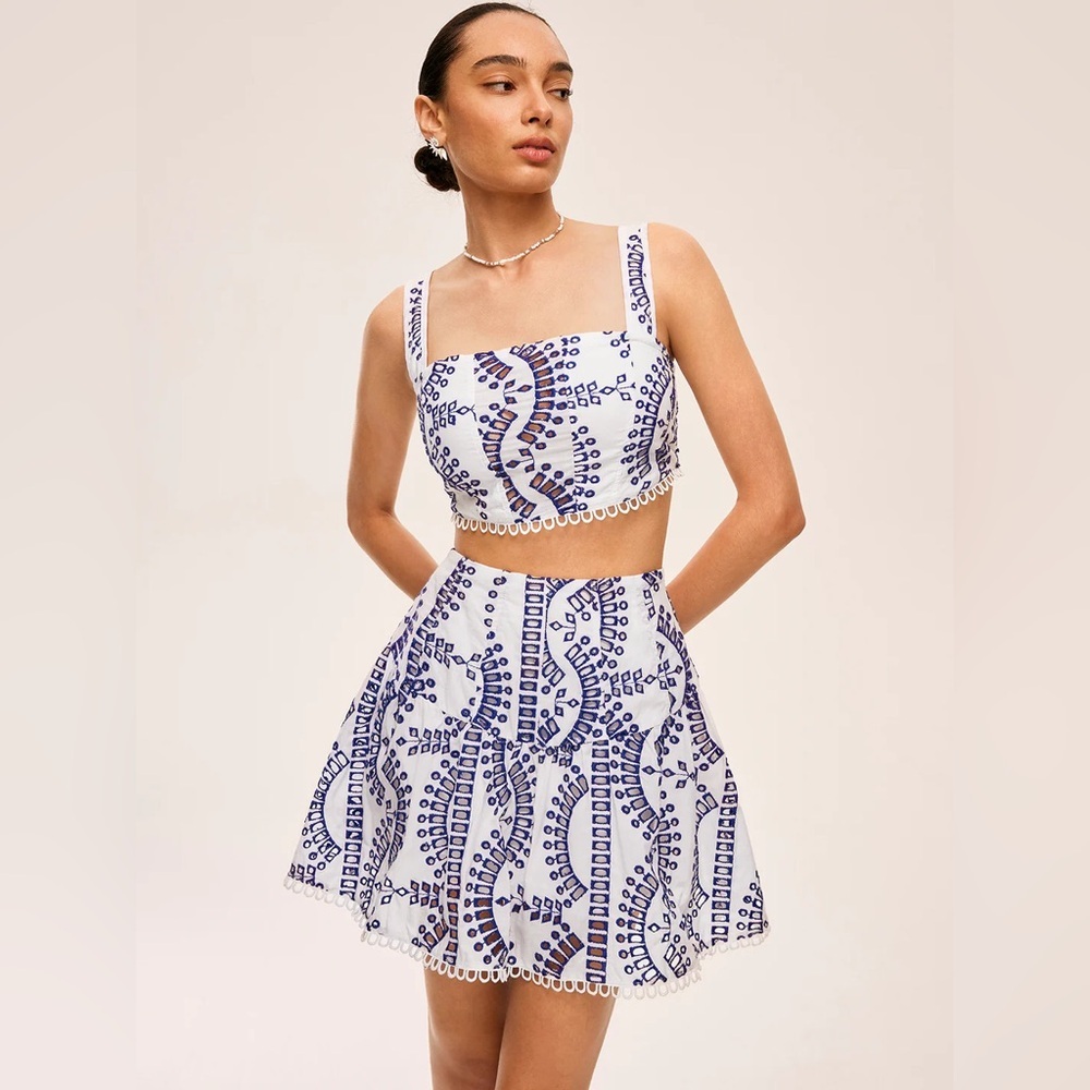 Embroidered Lace Trim Skirt Set Commense size S, L, XL CC18